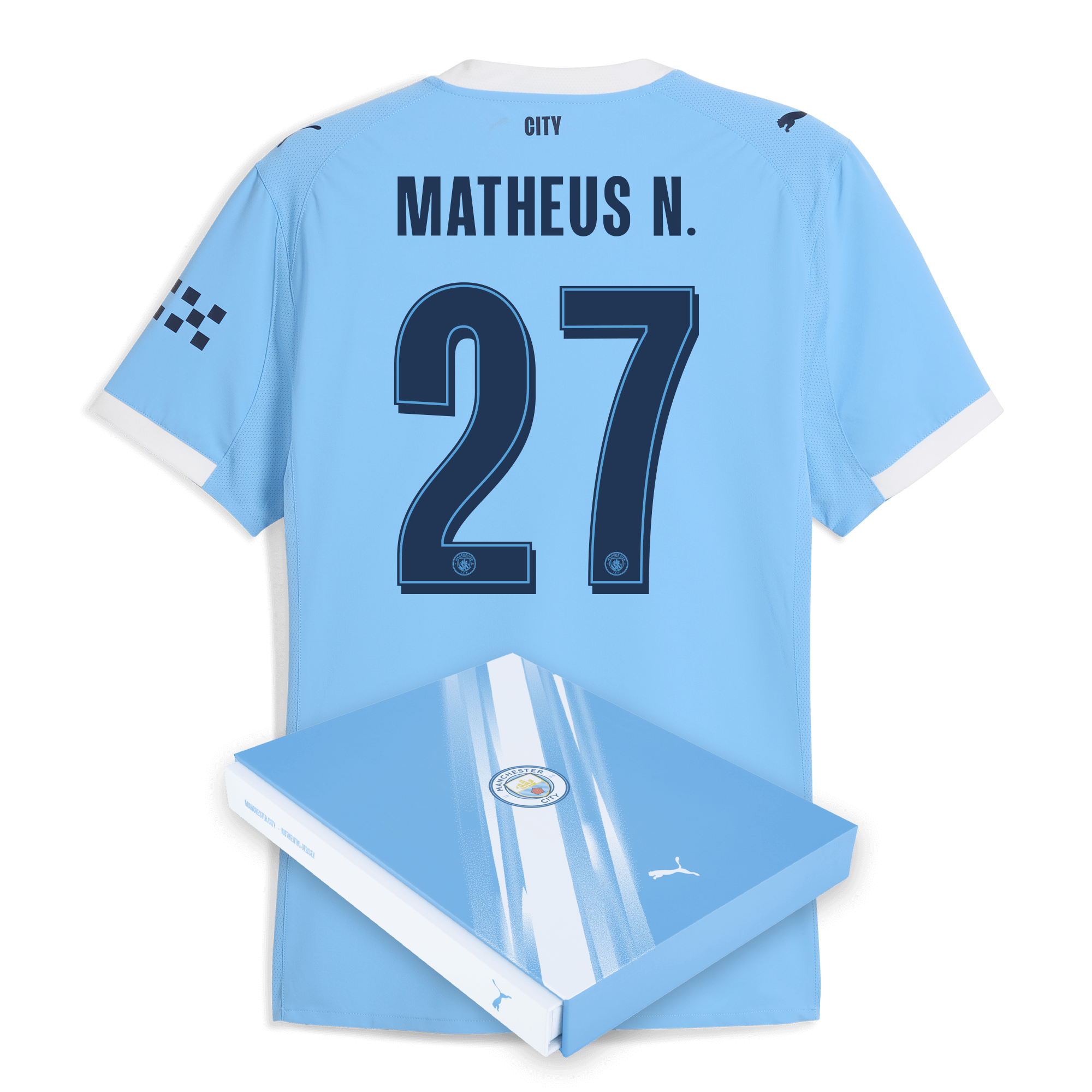 manchester city man city home authentic jersey 202526 with matheus n. 27 printing in gift box Manchester City Shirts | Official Team Gear