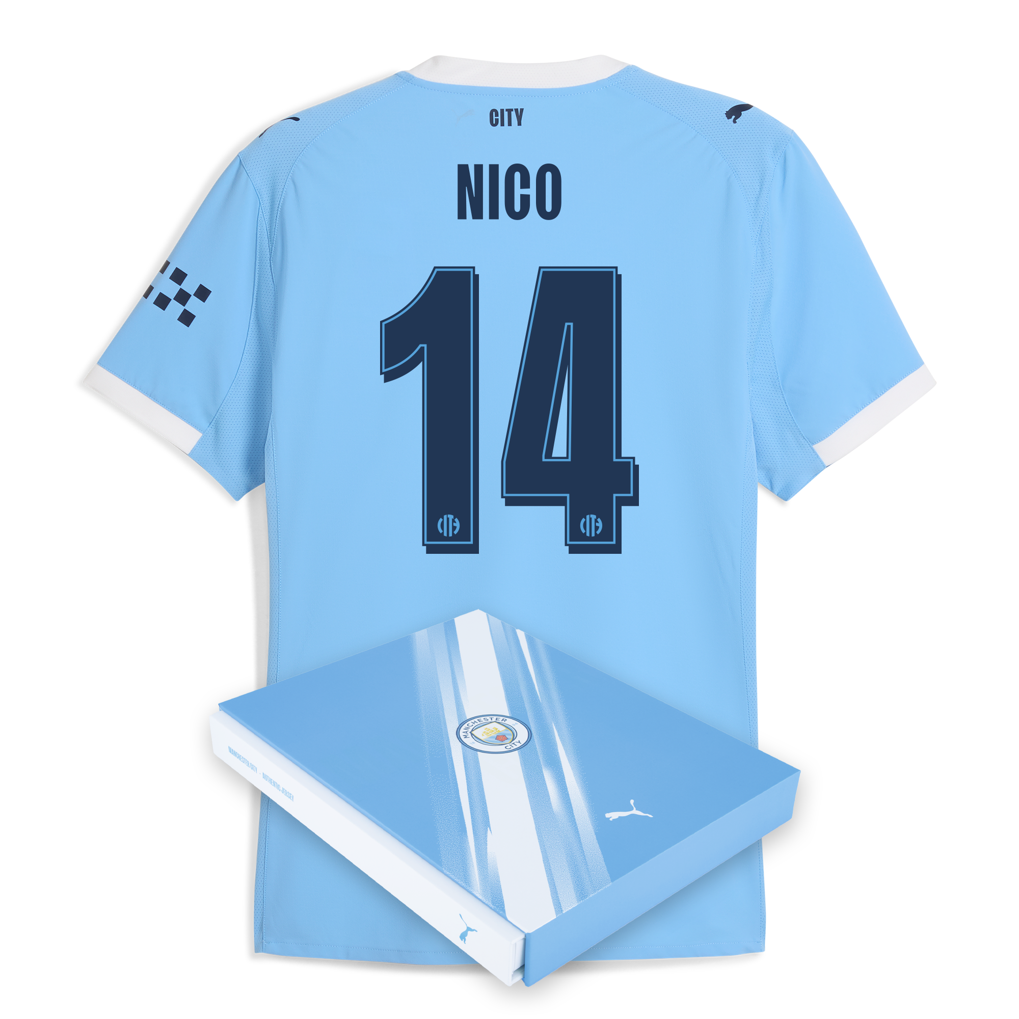 manchester city man city home authentic jersey 202526 with nico 14 printing in gift box Manchester City Shirts | Official Team Gear