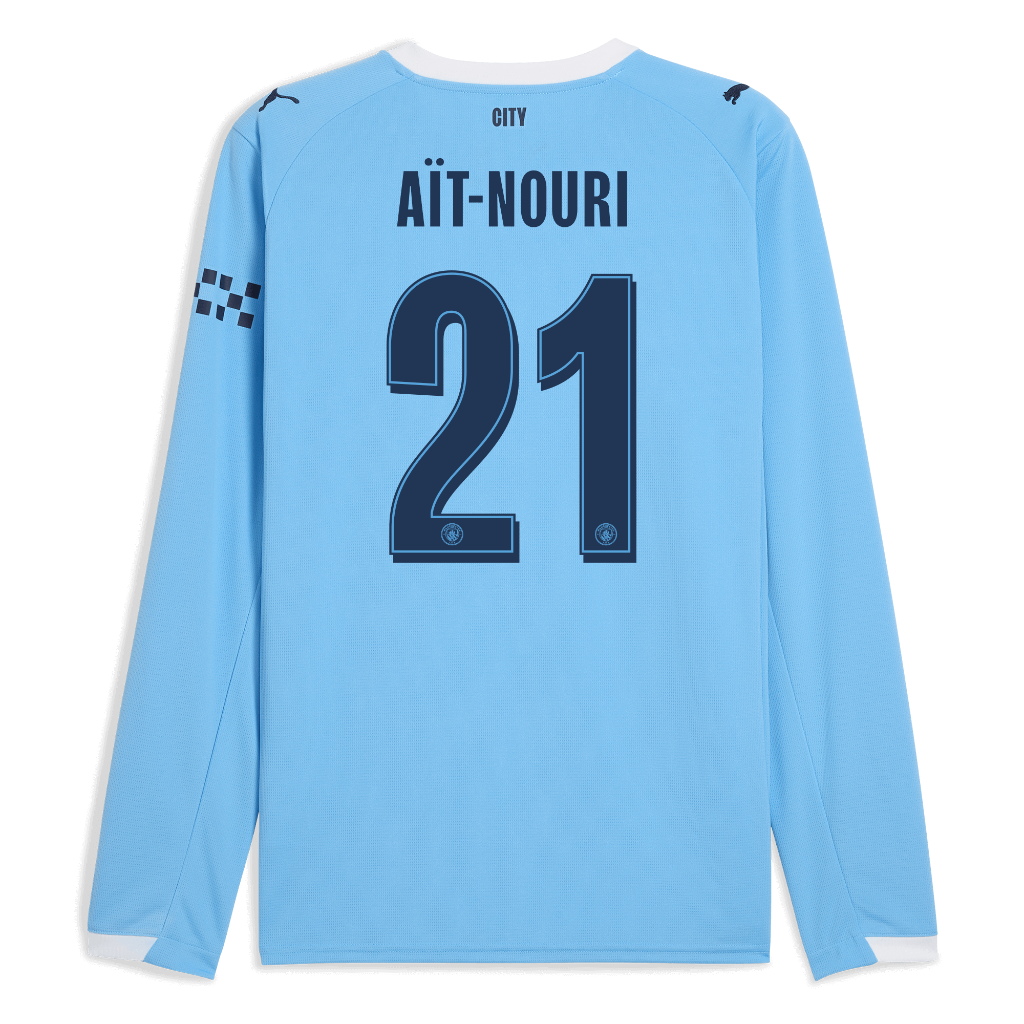 manchester city man city home jersey 202526 long sleeve with aÏt-nouri 21 printing Manchester City Shirts | Official Team Gear