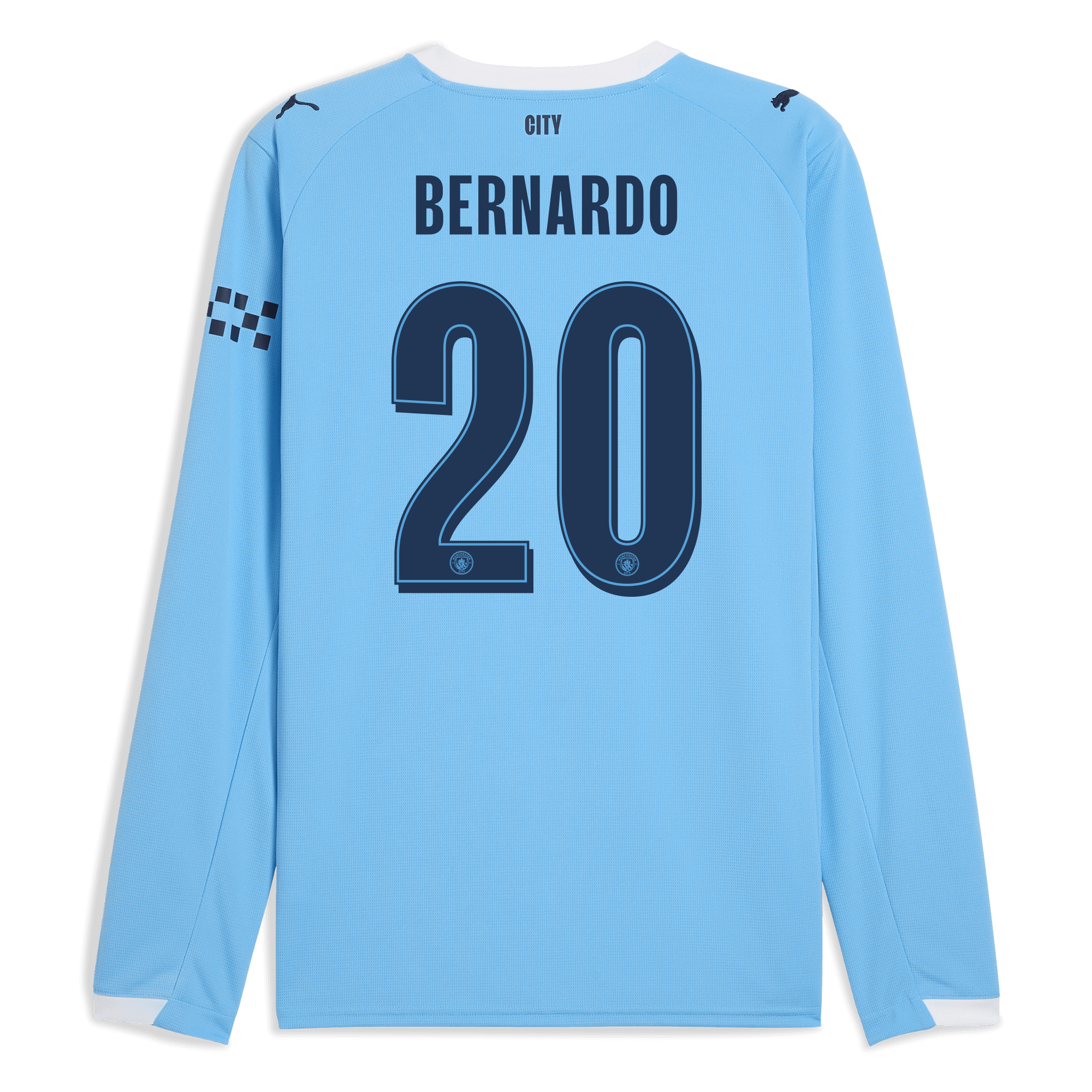 manchester city man city home jersey 202526 long sleeve with bernardo 20 printing Manchester City Shirts | Official Team Gear