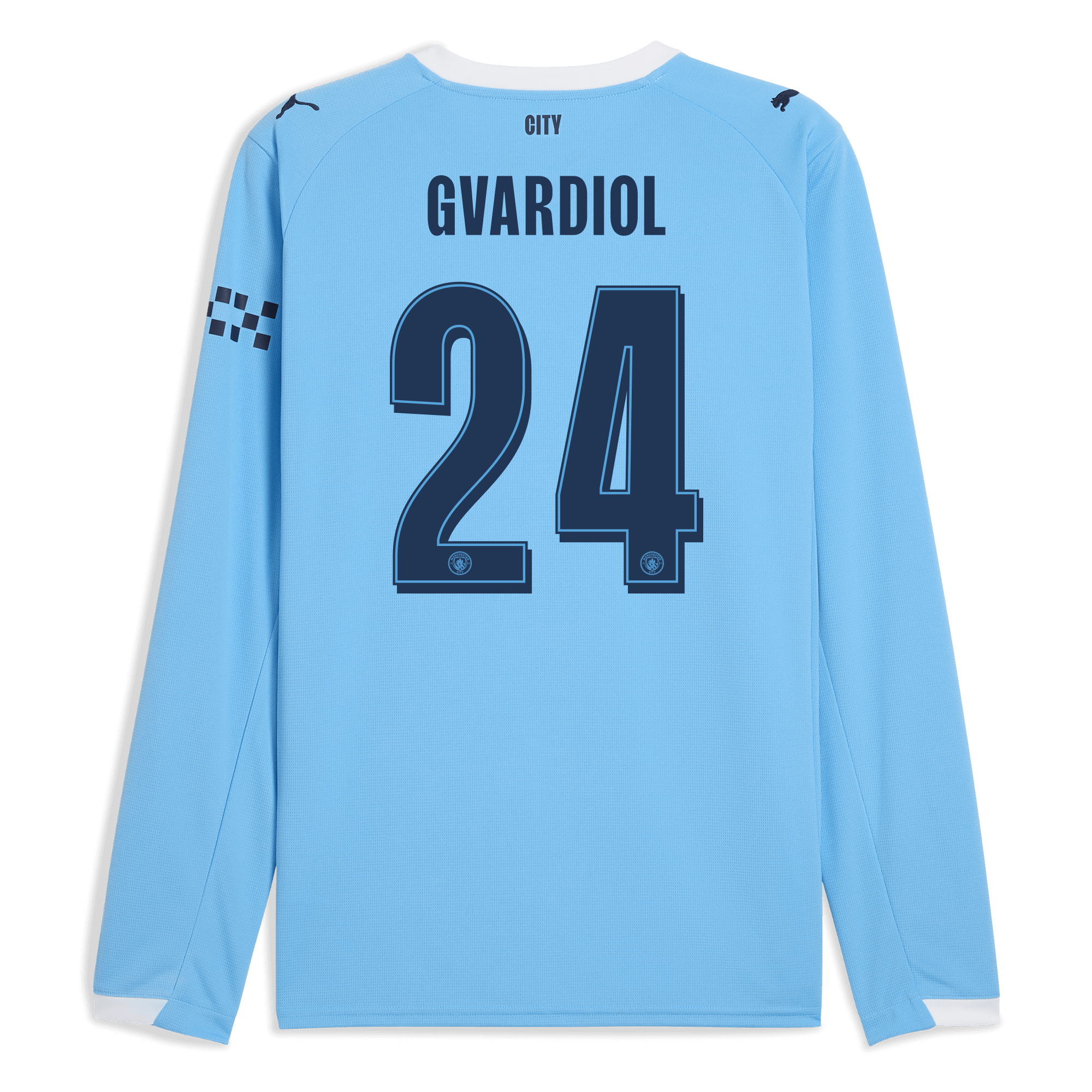 manchester city man city home jersey 202526 long sleeve with gvardiol 24 printing Manchester City Shirts | Official Team Gear