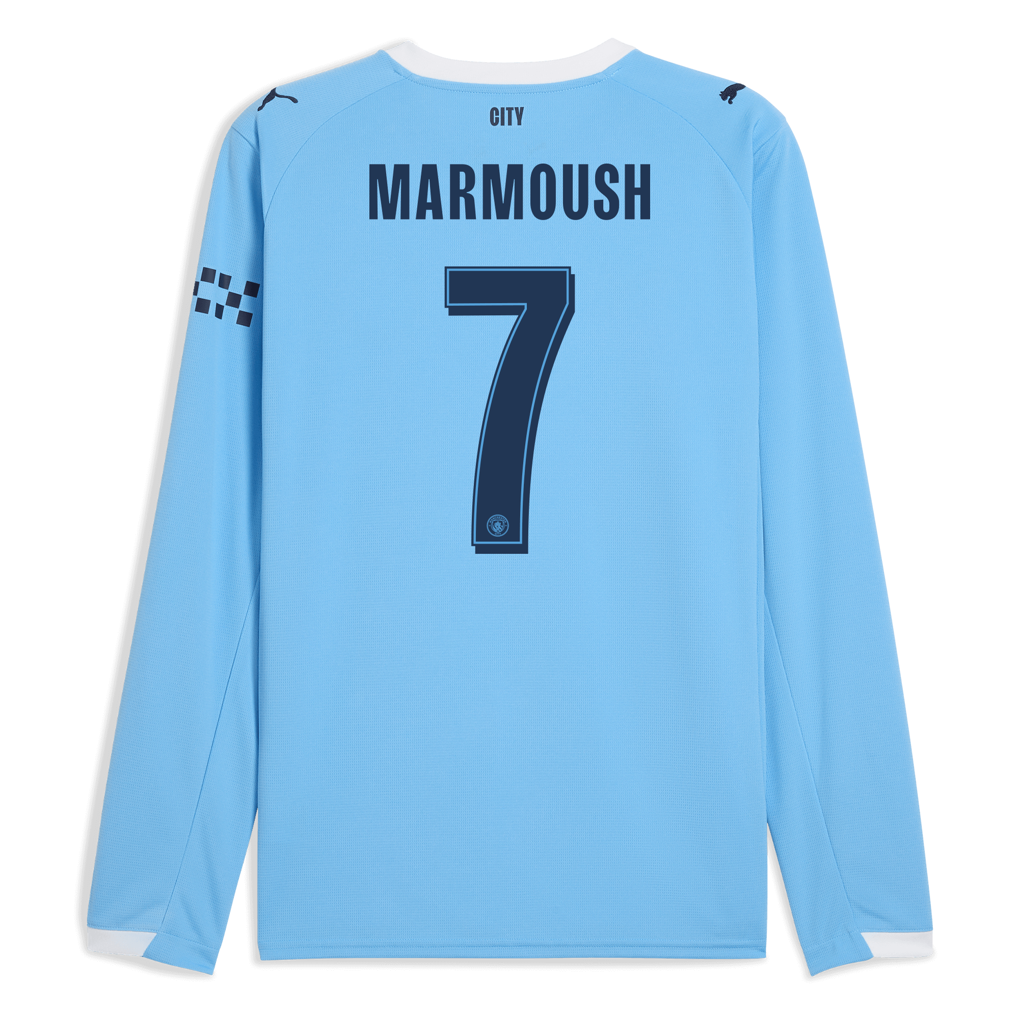 manchester city man city home jersey 202526 long sleeve with marmoush 7 printing Manchester City Shirts | Official Team Gear