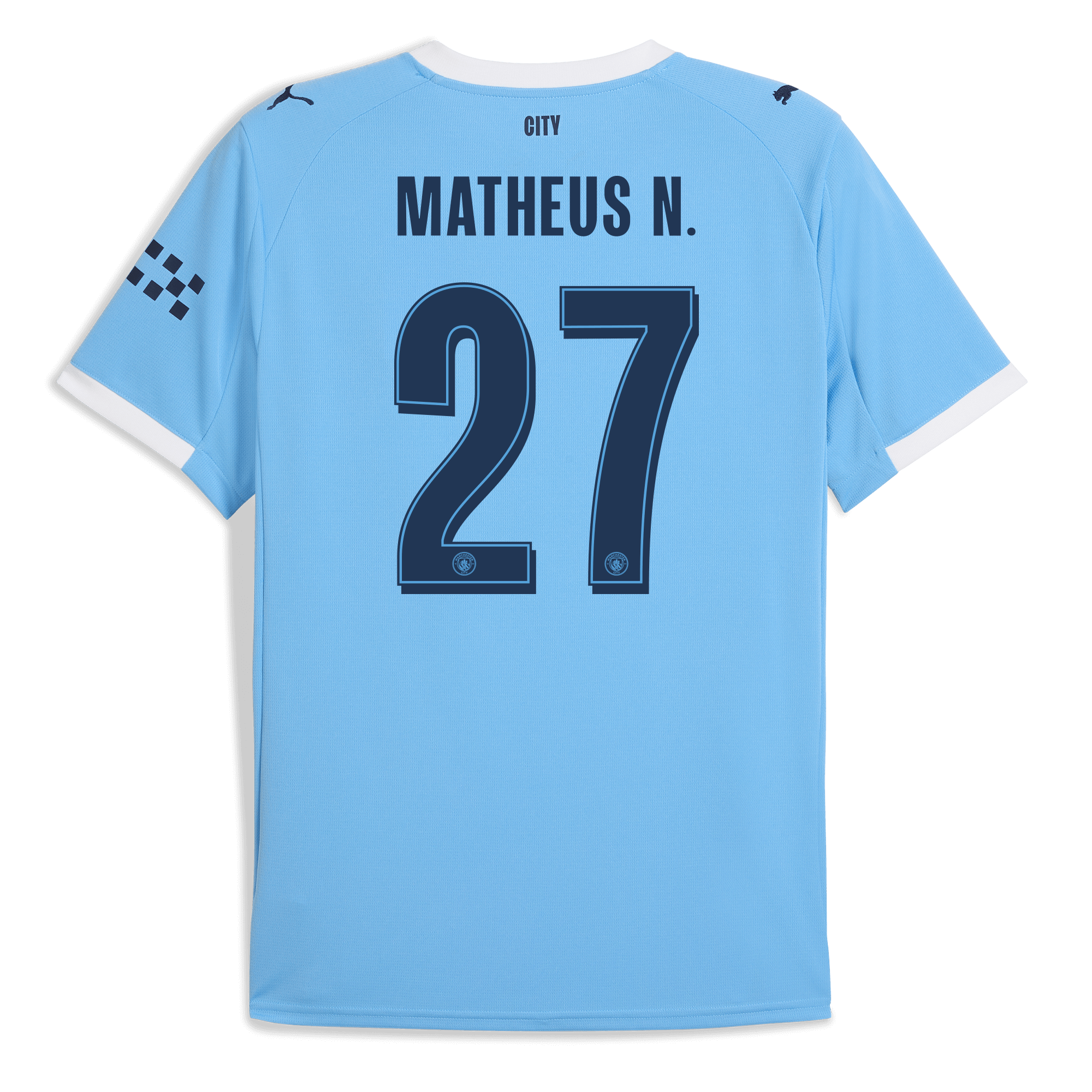 manchester city man city home jersey 202526 with matheus n. 27 printing Manchester City Shirts | Official Team Gear