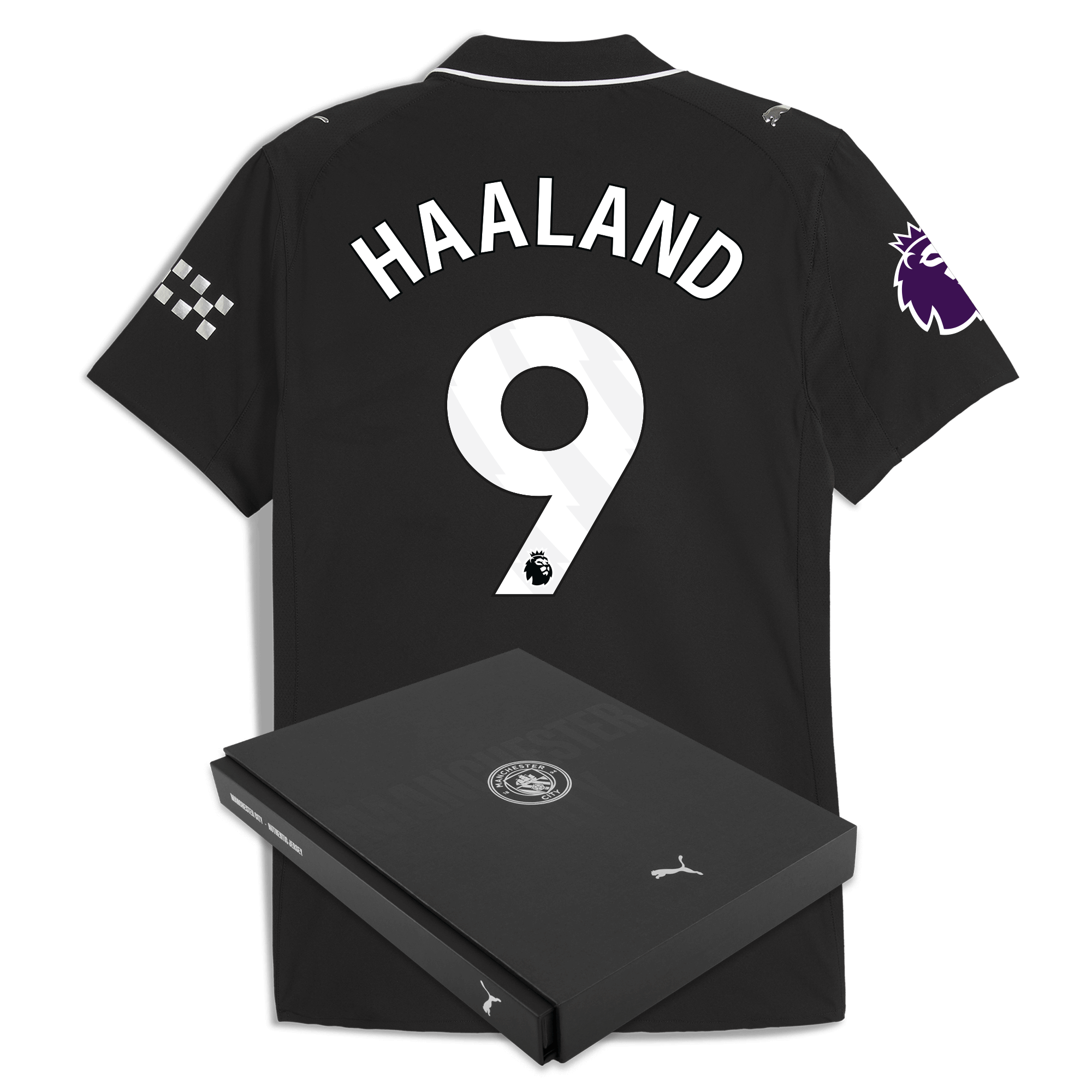 manchester city premier league away authentic jersey 202526 with haaland 9 printing in gift box Manchester City Shirts | Official Team Gear