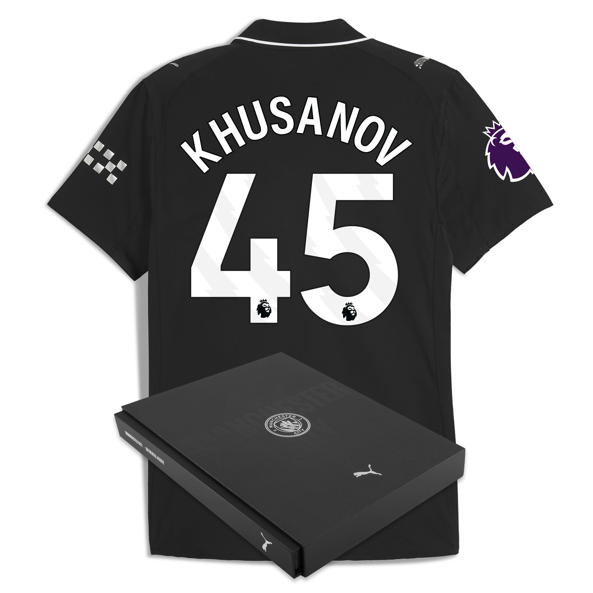 manchester city premier league away authentic jersey 202526 with khusanov 45 printing in gift box Manchester City Shirts | Official Team Gear