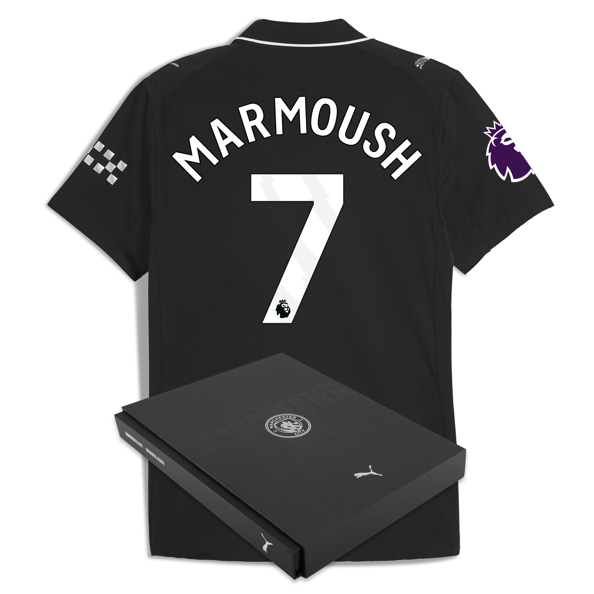 manchester city premier league away authentic jersey 202526 with marmoush 7 printing in gift box Manchester City Shirts | Official Team Gear