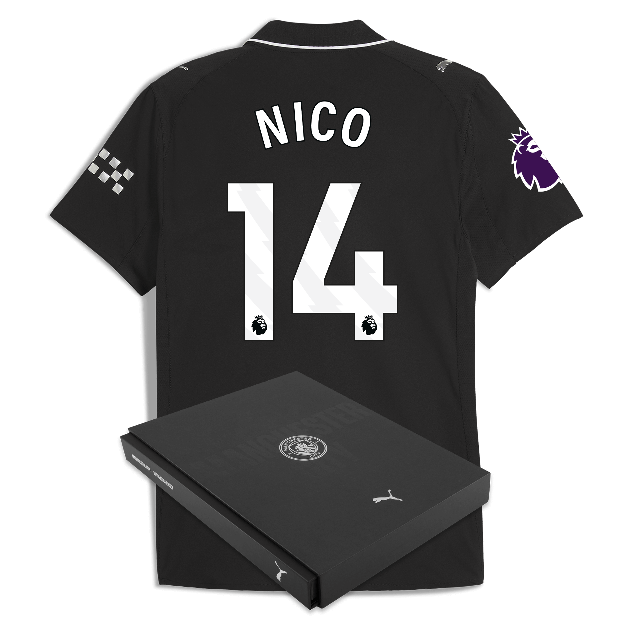 manchester city premier league away authentic jersey 202526 with nico 14 printing in gift box Manchester City Shirts | Official Team Gear