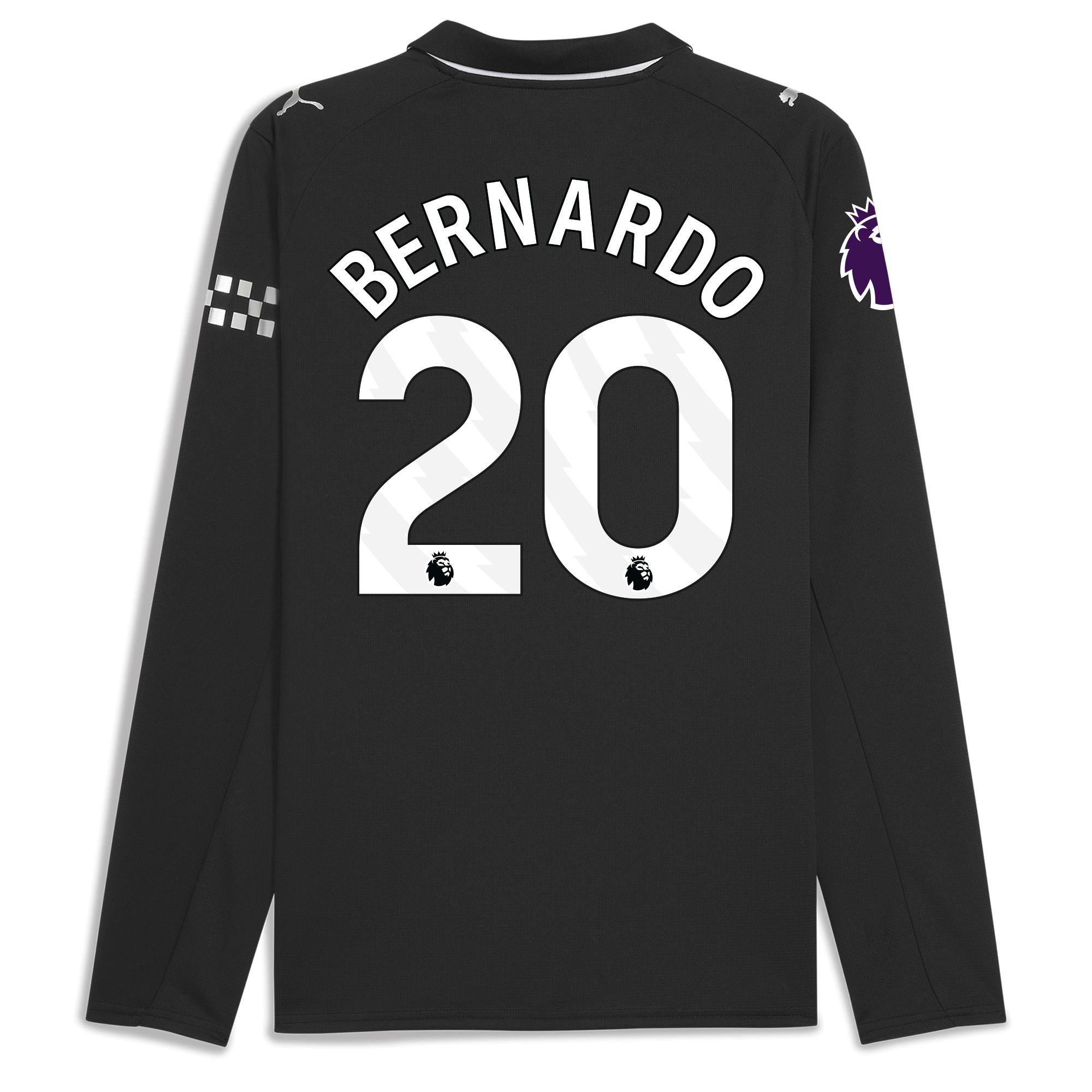 manchester city premier league away jersey 202526 long sleeve with bernardo 20 printing Manchester City Shirts | Official Team Gear