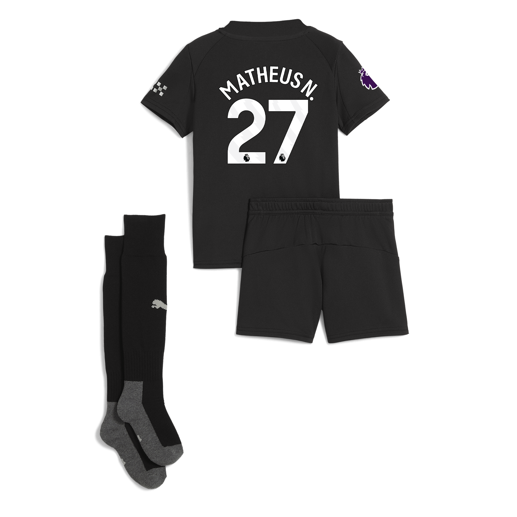 manchester city premier league away mini kit 202526 with matheus n. 27 printing Manchester City Shirts | Official Team Gear