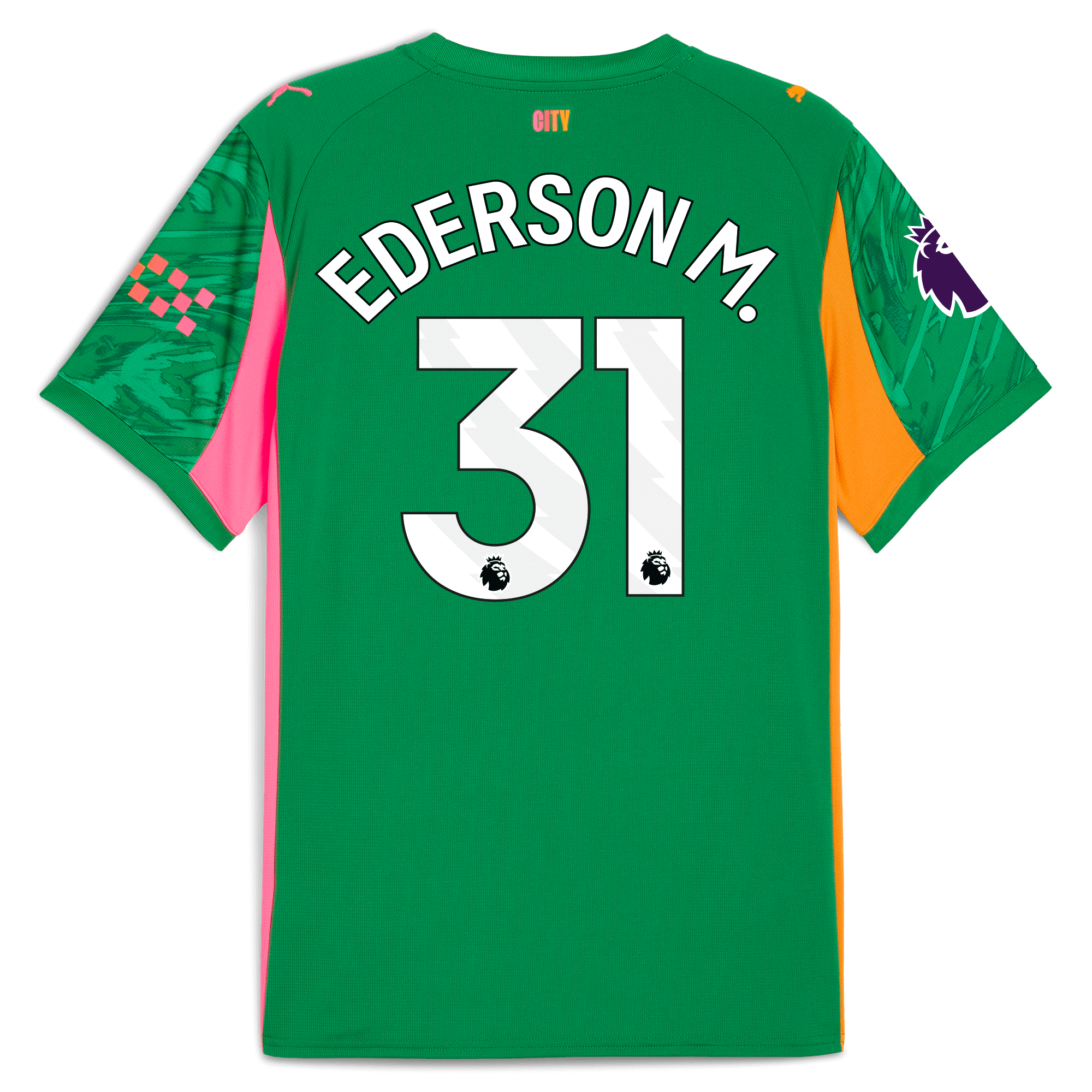 manchester city premier league goalkeeper jersey green 202526 with ederson m. 31 printing Manchester City Shirts | Official Team Gear