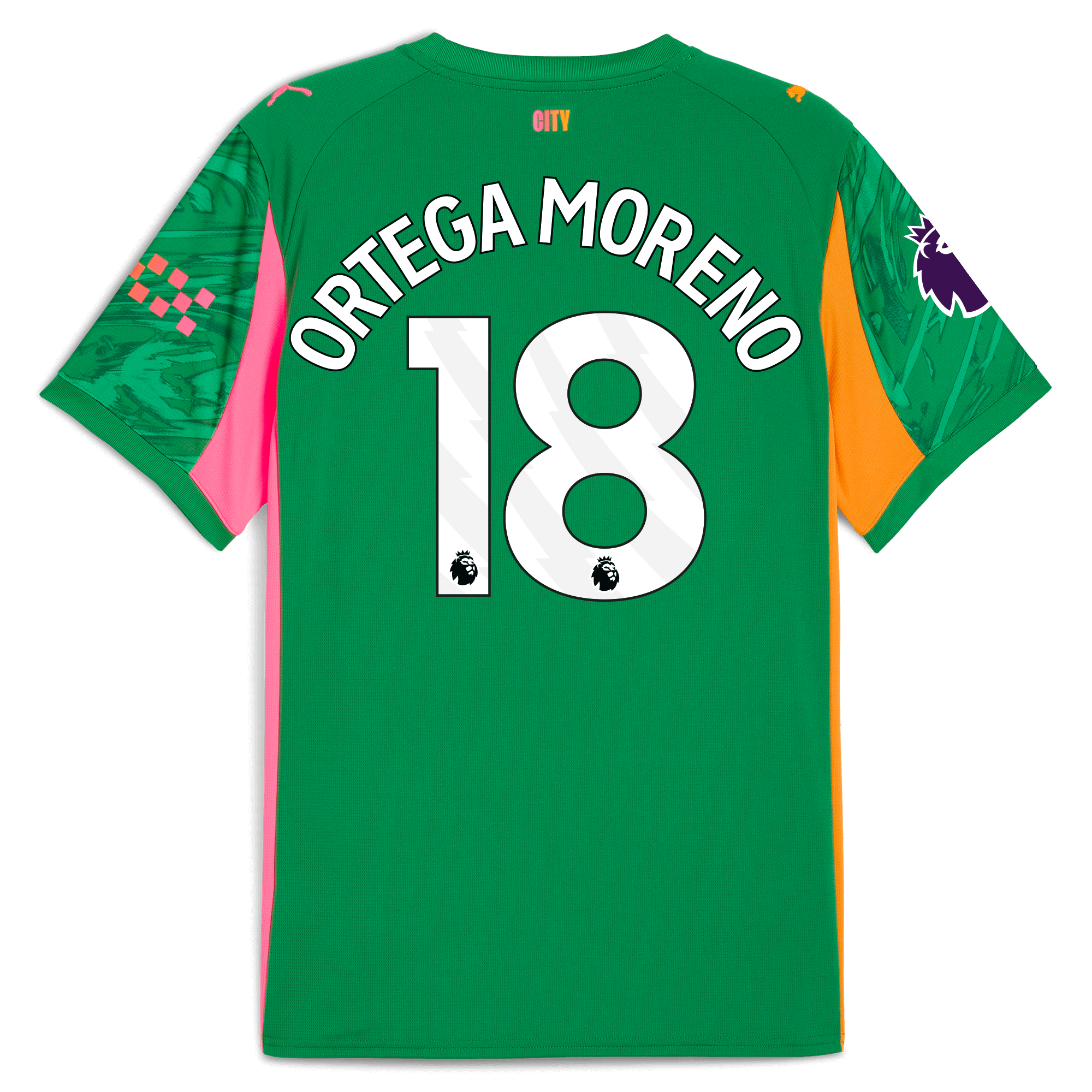 manchester city premier league goalkeeper jersey green 202526 with ortega moreno 18 printing Manchester City Shirts | Official Team Gear