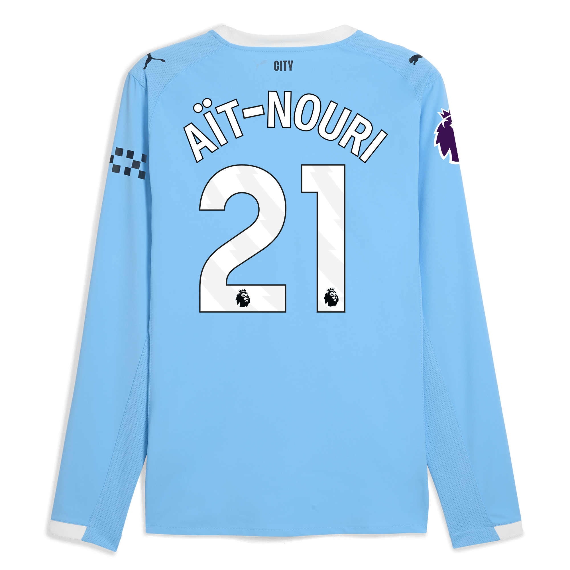 manchester city premier league home authentic jersey 202526 long sleeve with aÏt-nouri 21 printing Manchester City Shirts | Official Team Gear