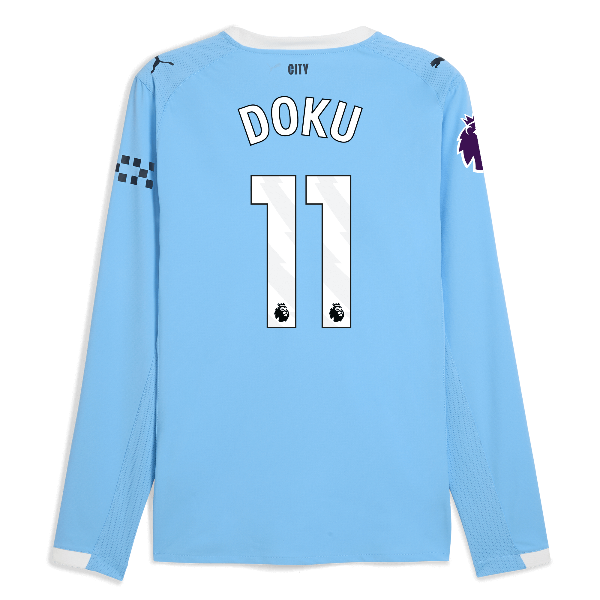 manchester city premier league home authentic jersey 202526 long sleeve with doku 11 printing Manchester City Shirts | Official Team Gear