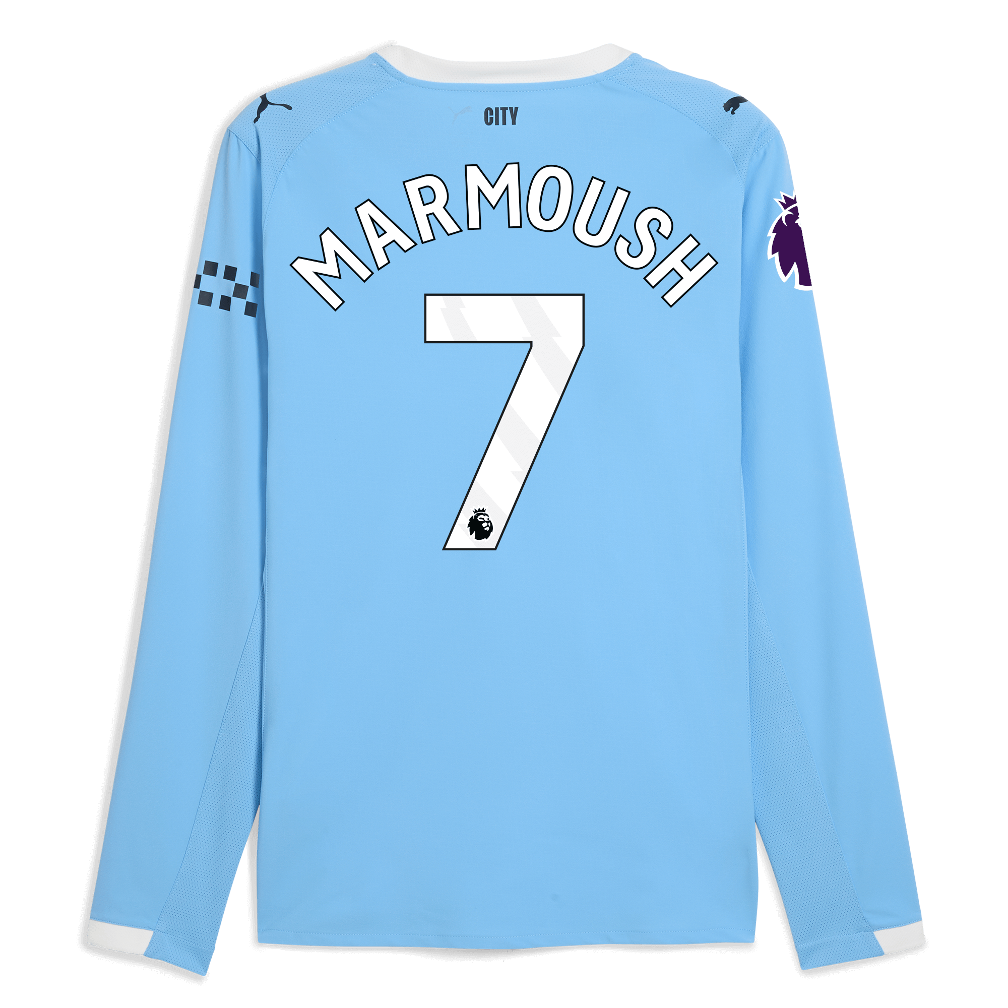 manchester city premier league home authentic jersey 202526 long sleeve with marmoush 7 printing Manchester City Shirts | Official Team Gear