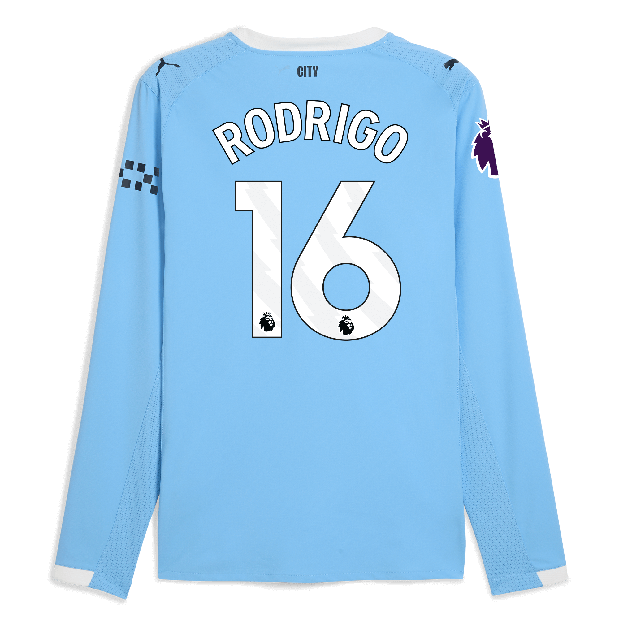 manchester city premier league home authentic jersey 202526 long sleeve with rodrigo 16 printing Manchester City Shirts | Official Team Gear