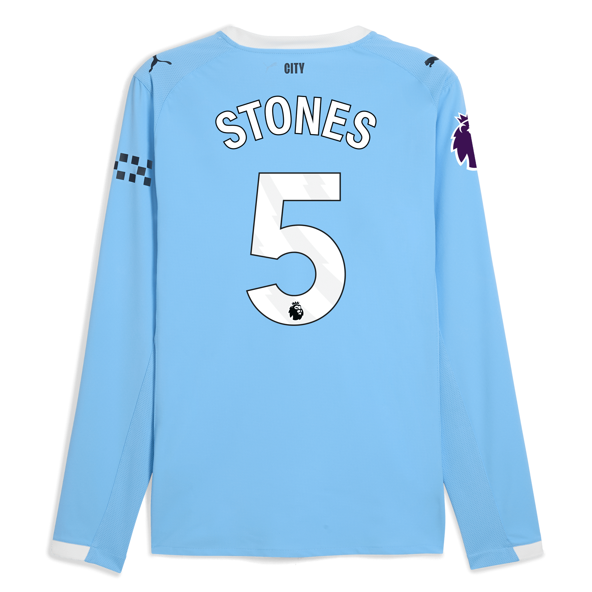 manchester city premier league home authentic jersey 202526 long sleeve with stones 5 printing Manchester City Shirts | Official Team Gear