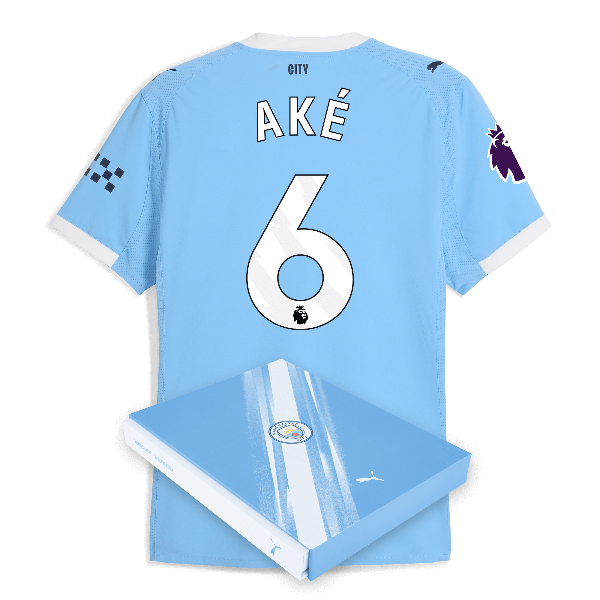 manchester city premier league home authentic jersey 202526 with akÉ 6 printing in gift box Manchester City Shirts | Official Team Gear