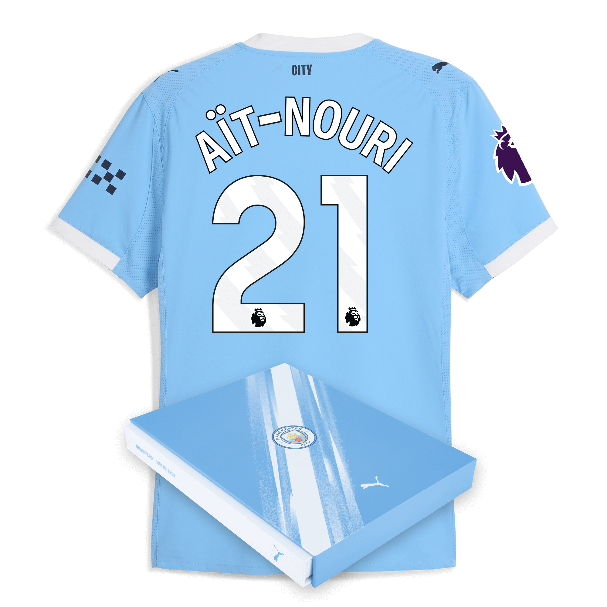manchester city premier league home authentic jersey 202526 with aÏt-nouri 21 printing in gift box Manchester City Shirts | Official Team Gear