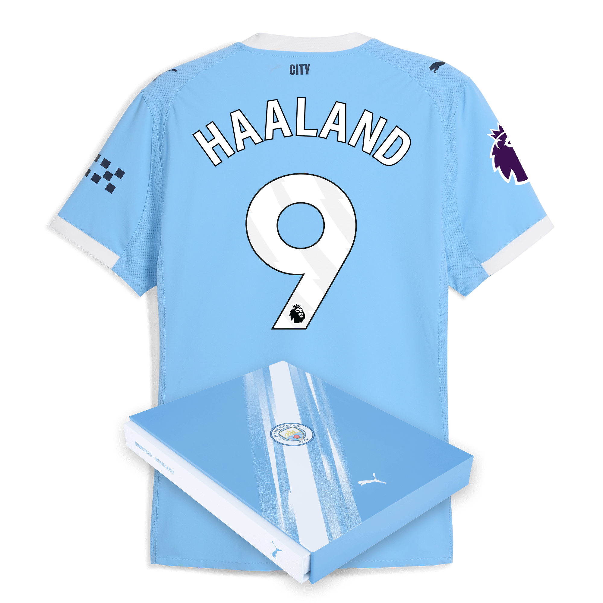 manchester city premier league home authentic jersey 202526 with haaland 9 printing in gift box Manchester City Shirts | Official Team Gear