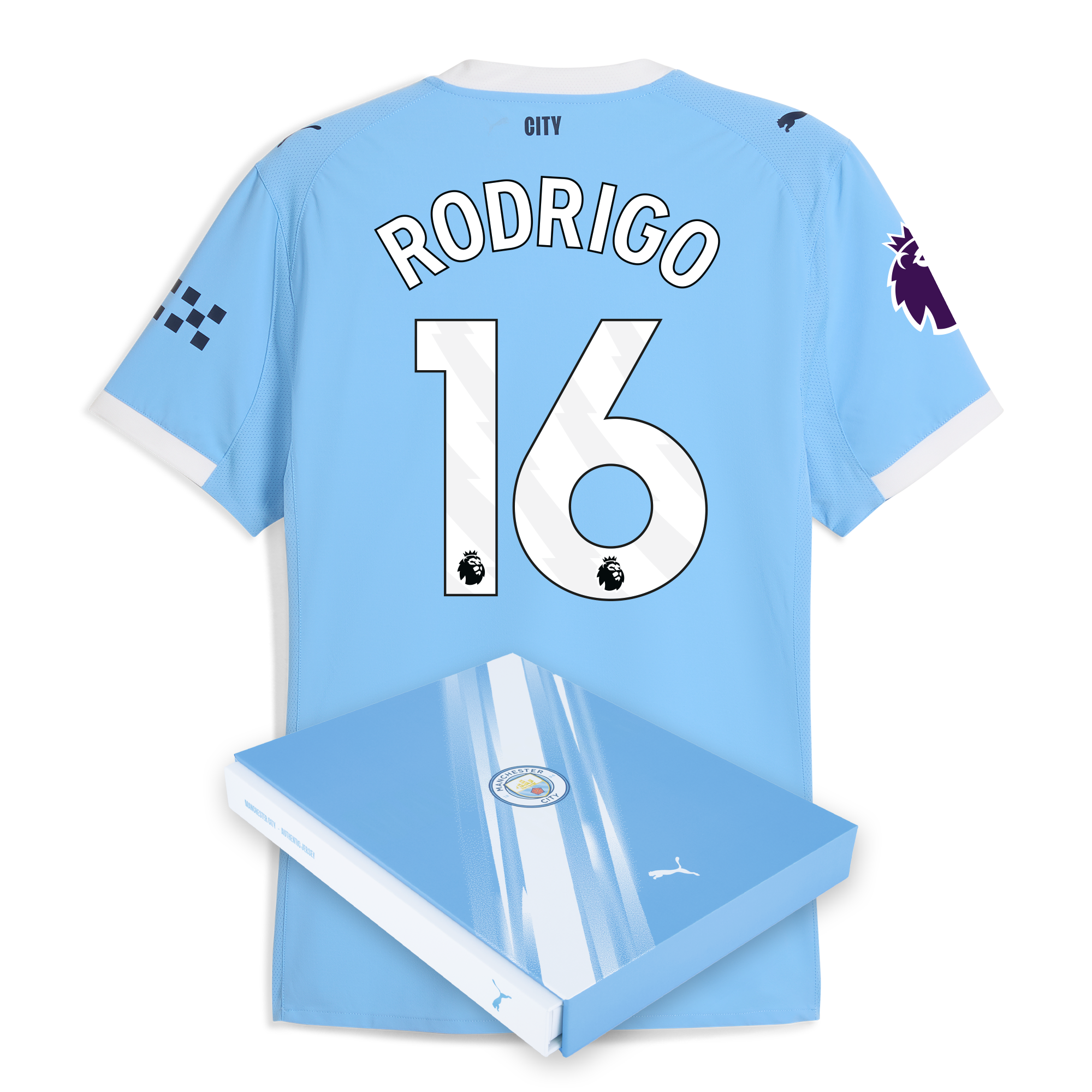 manchester city premier league home authentic jersey 202526 with rodrigo 16 printing in gift box Manchester City Shirts | Official Team Gear