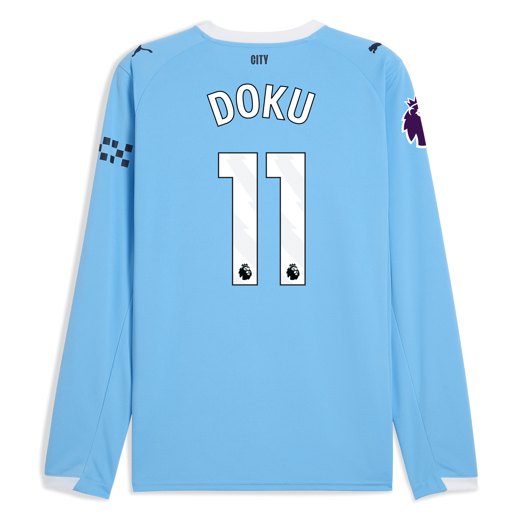 manchester city premier league home jersey 202526 long sleeve with doku 11 printing Manchester City Shirts | Official Team Gear