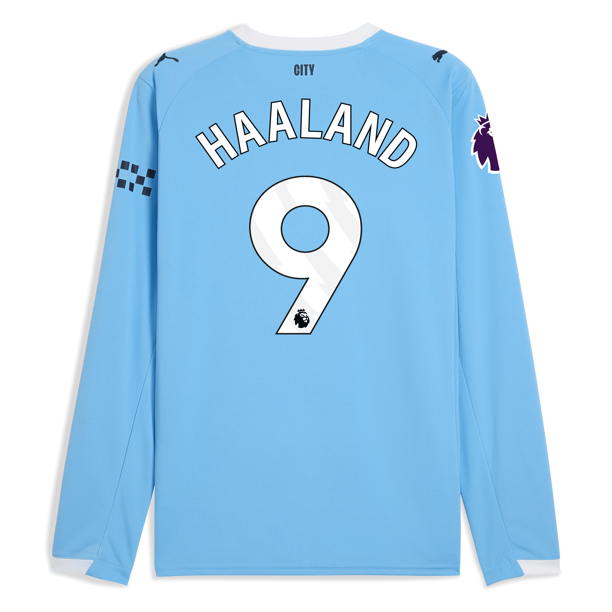 manchester city premier league home jersey 202526 long sleeve with haaland 9 printing Manchester City Shirts | Official Team Gear