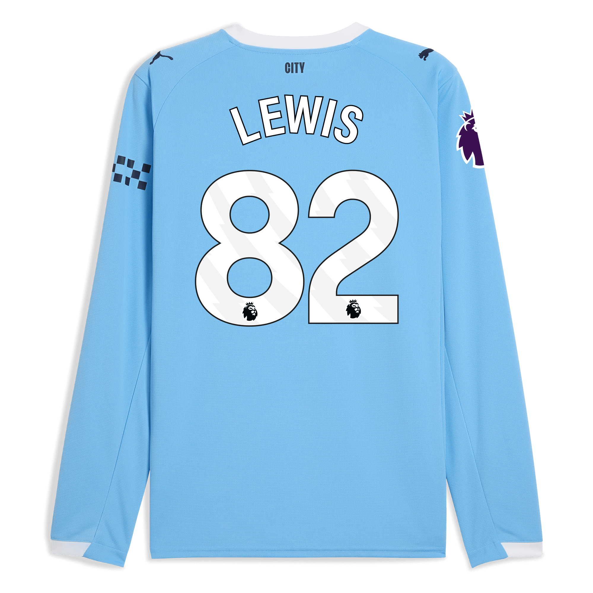 manchester city premier league home jersey 202526 long sleeve with lewis 82 printing Manchester City Shirts | Official Team Gear