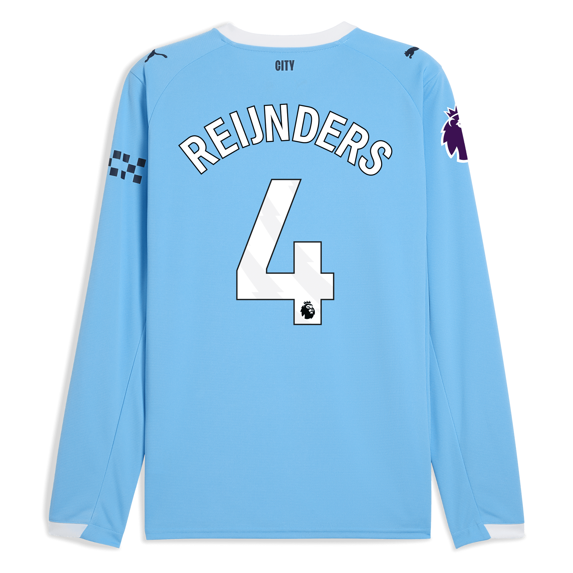manchester city premier league home jersey 202526 long sleeve with reijnders 4 printing Manchester City Shirts | Official Team Gear