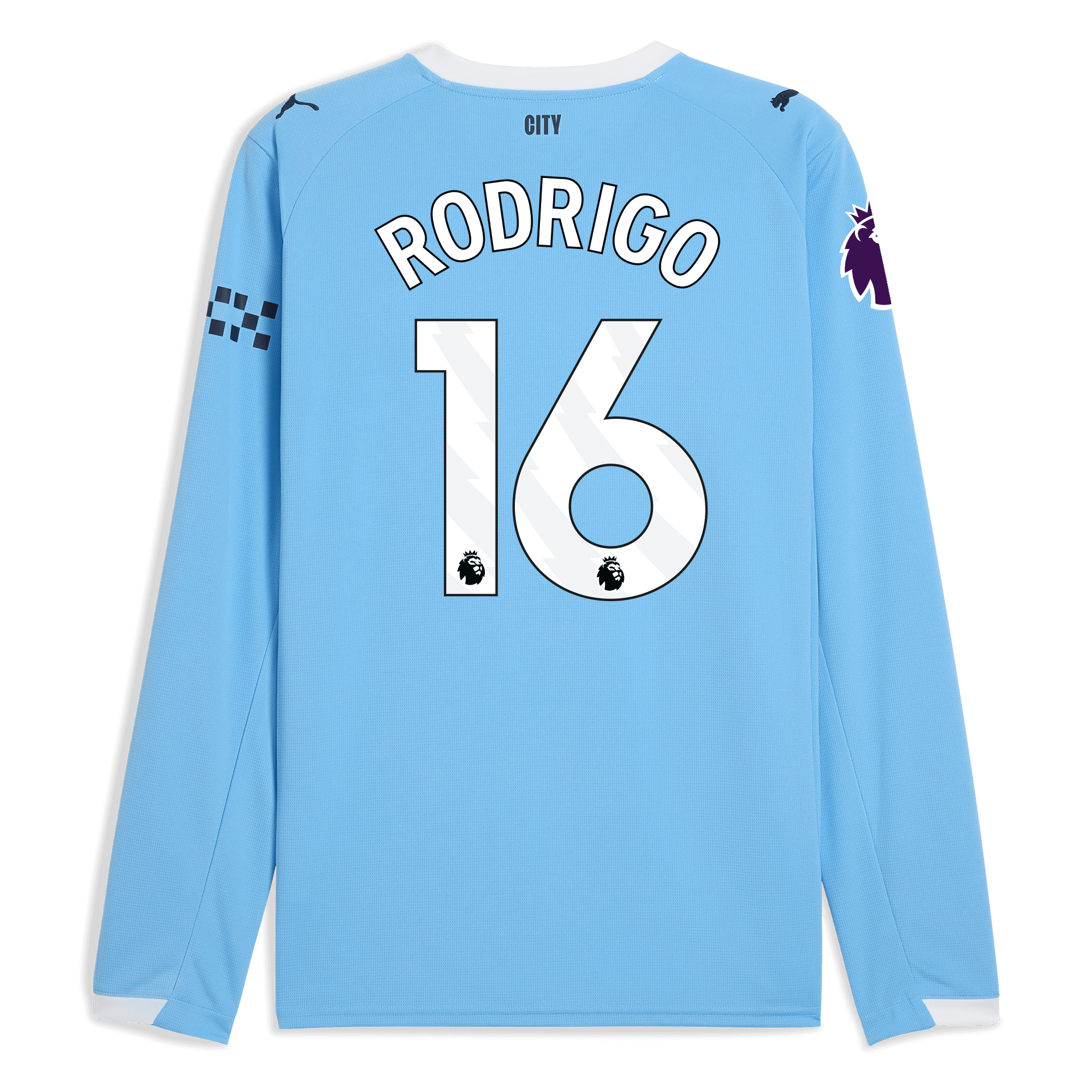 manchester city premier league home jersey 202526 long sleeve with rodrigo 16 printing Manchester City Shirts | Official Team Gear