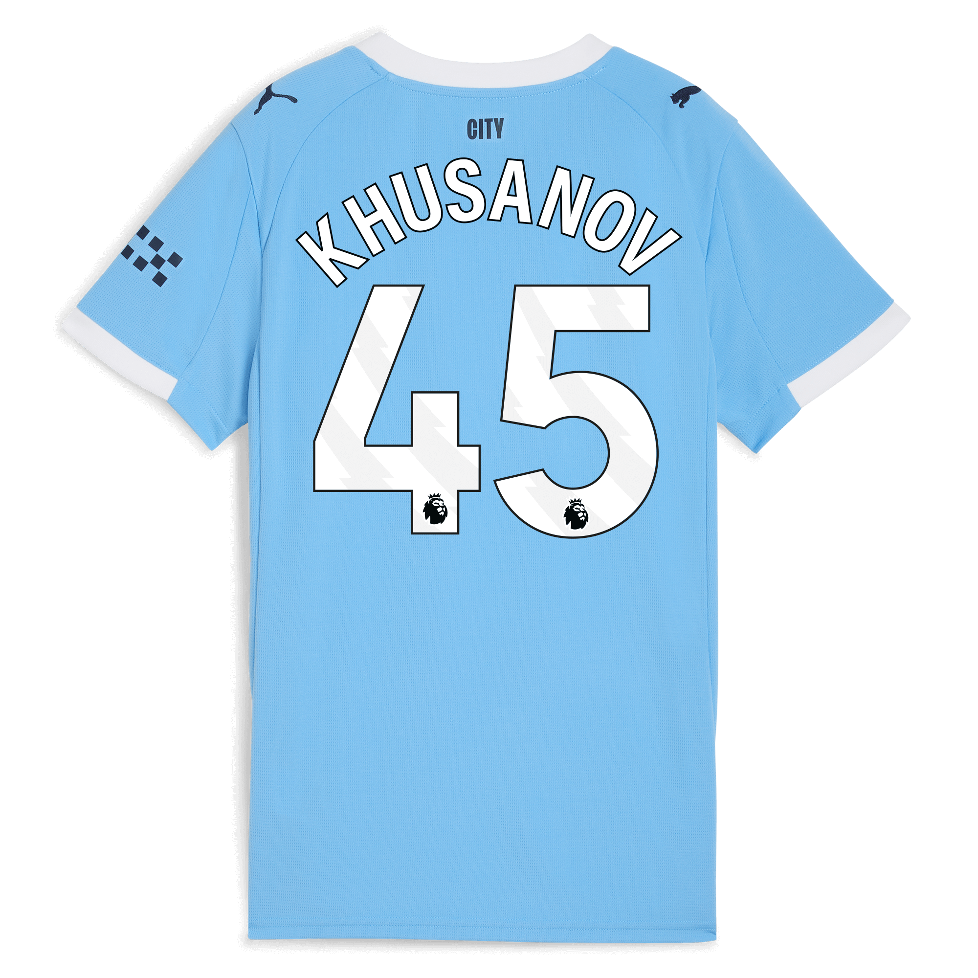 womens manchester city home jersey 202526 with khusanov 45 printing Manchester City Shirts | Official Team Gear