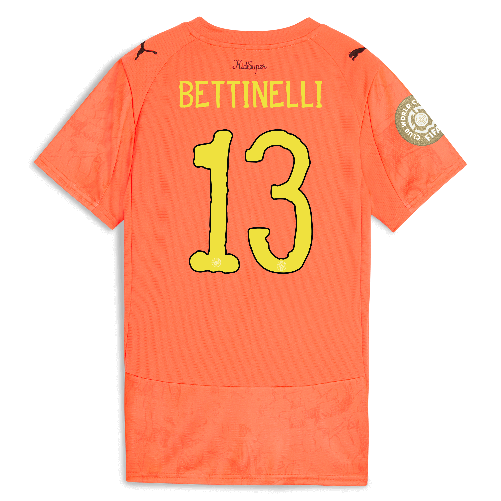 womens manchester city kidsuper club world cup jersey orange 202526 with bettinelli 13 printing Manchester City Shirts | Official Team Gear