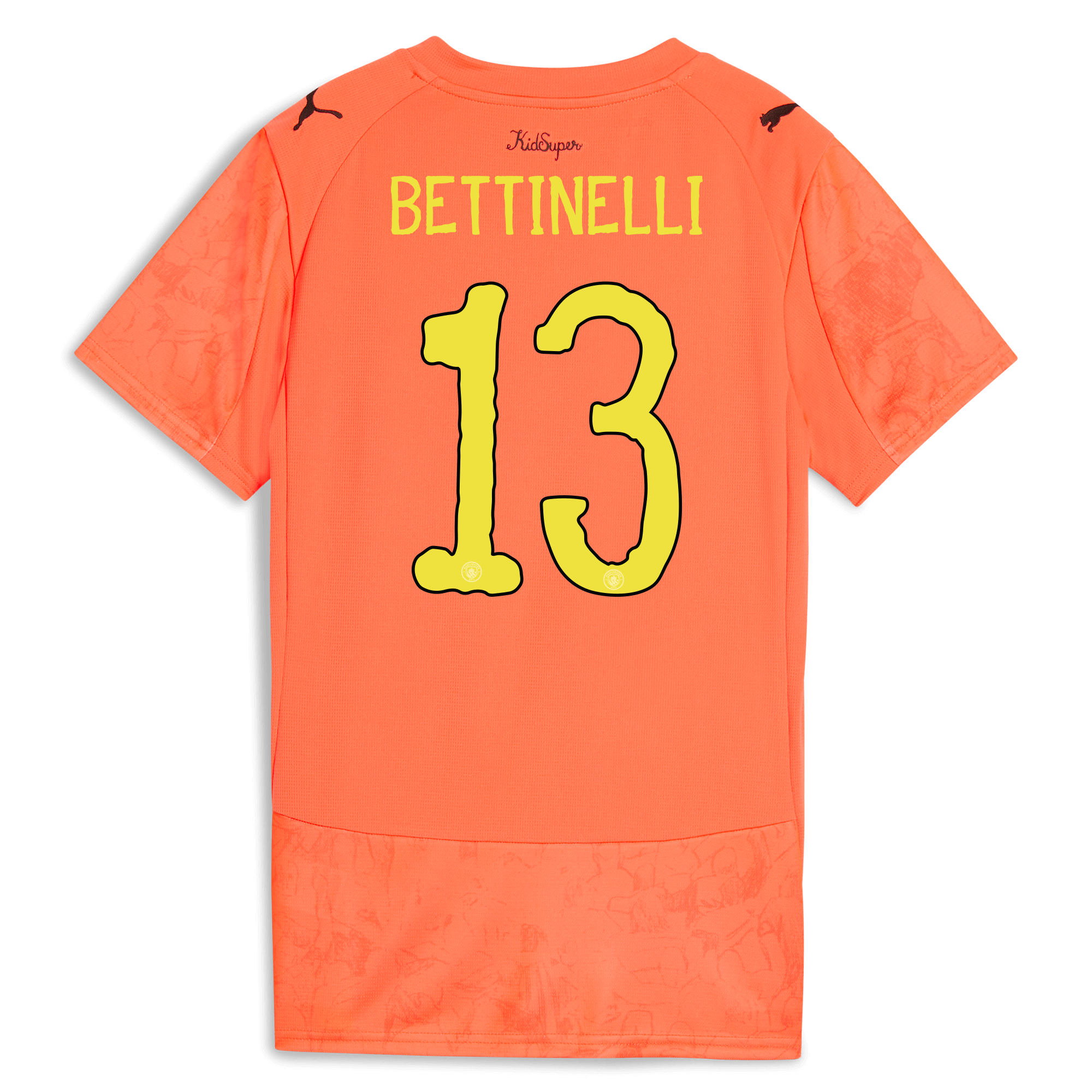 womens manchester city kidsuper jersey orange 202526 with bettinelli 13 printing Manchester City Shirts | Official Team Gear