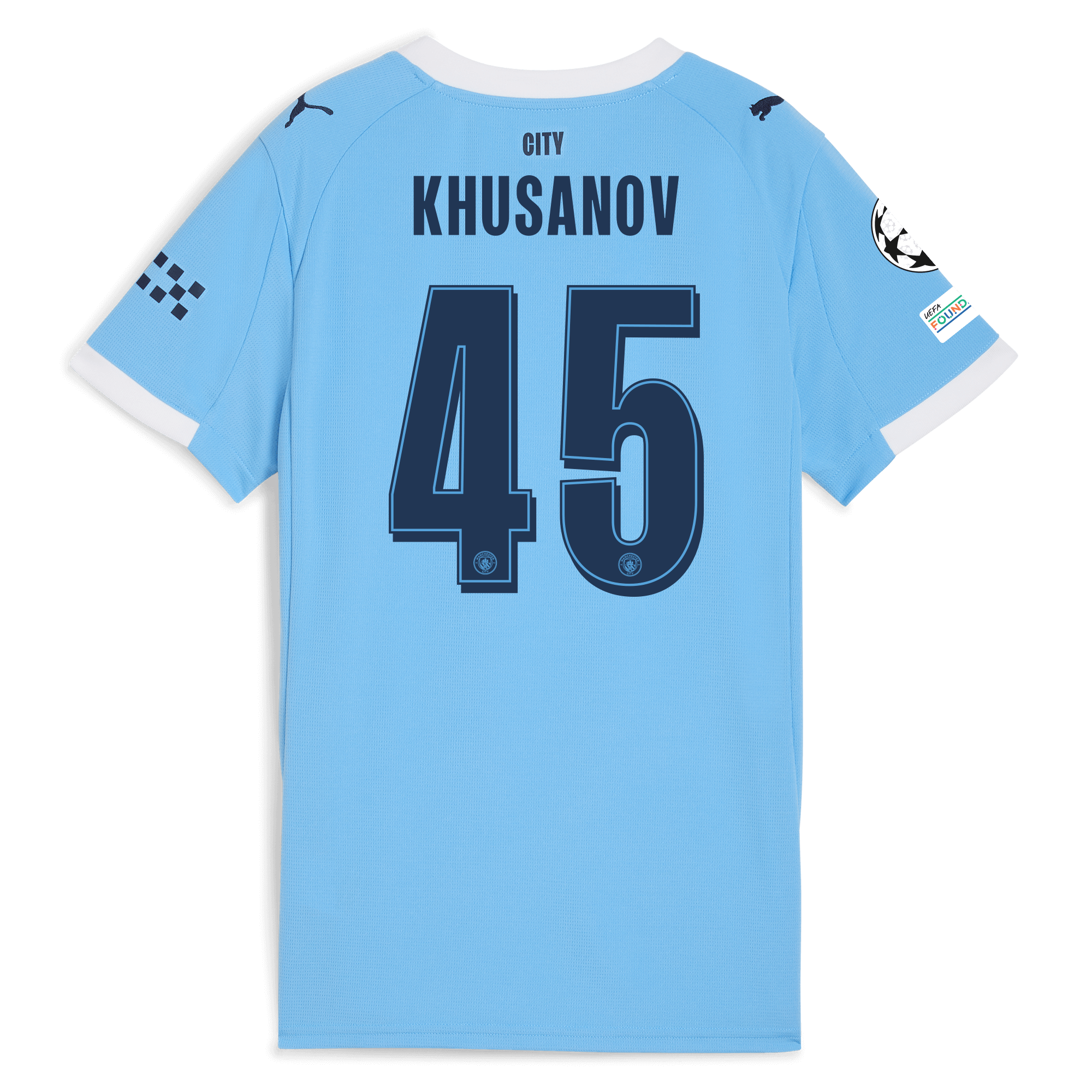womens manchester city man city champions league home jersey 202526 with khusanov 45 printing Manchester City Shirts | Official Team Gear