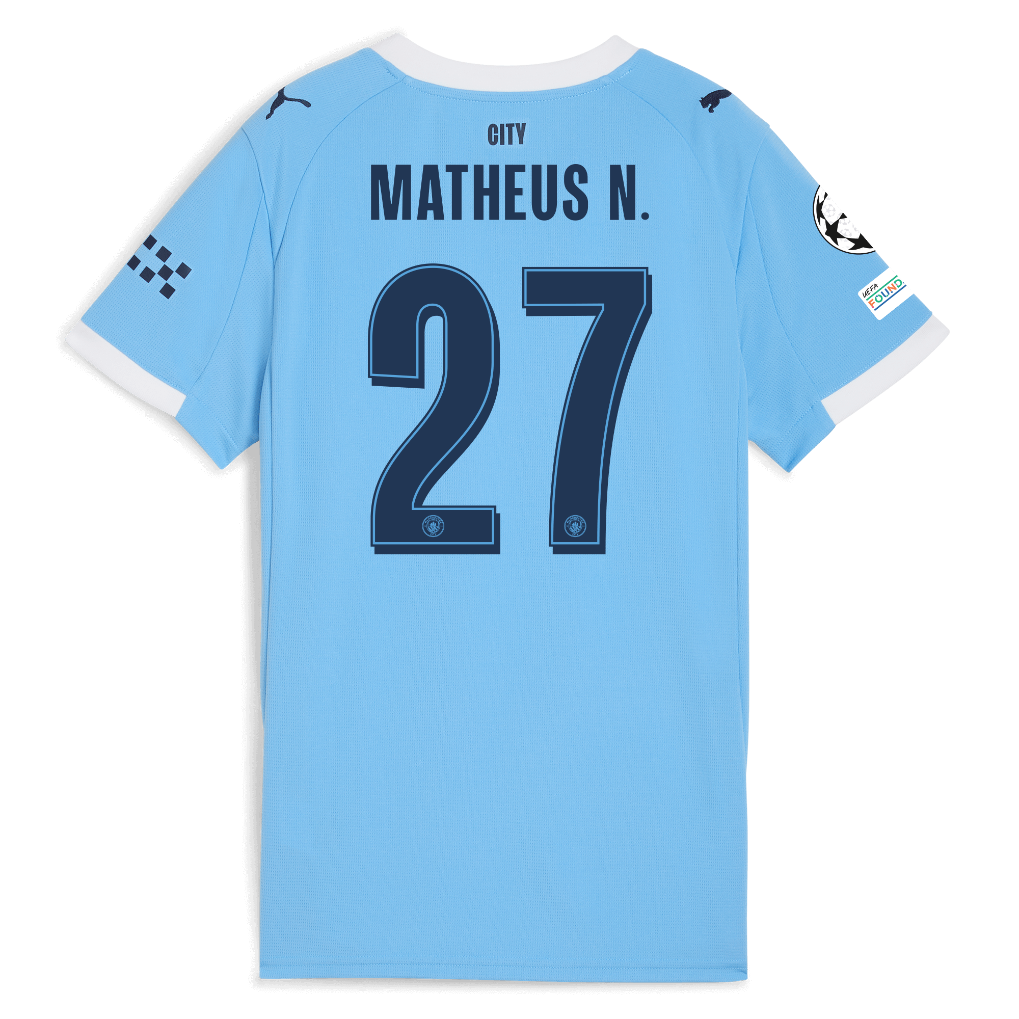 womens manchester city man city champions league home jersey 202526 with matheus n. 27 printing Manchester City Shirts | Official Team Gear