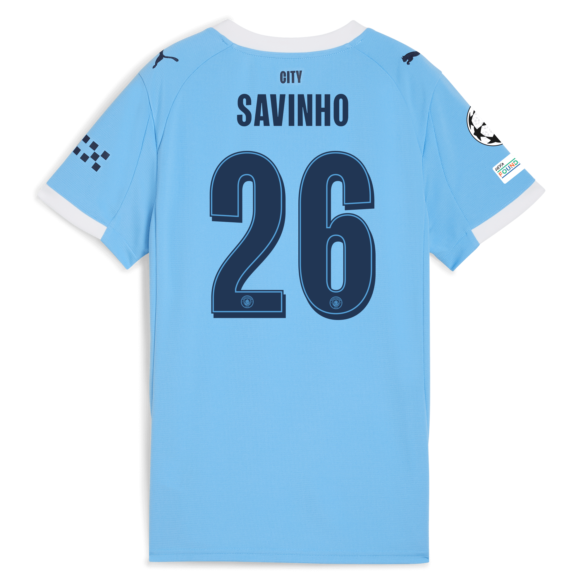 womens manchester city man city champions league home jersey 202526 with savinho 26 printing Manchester City Shirts | Official Team Gear