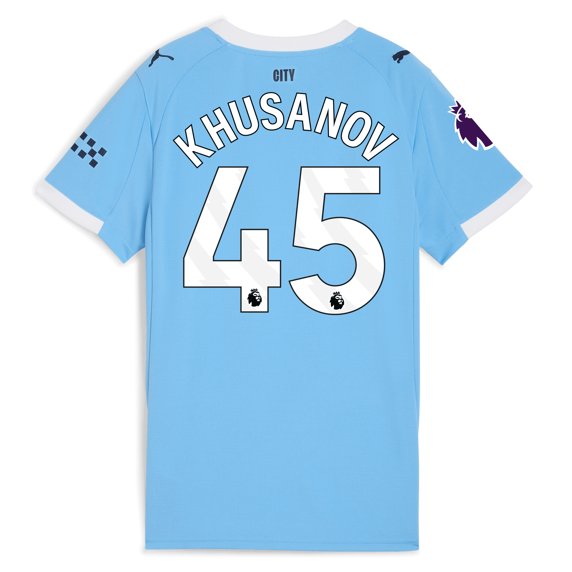womens manchester city premier league home jersey 202526 with khusanov 45 printing Manchester City Shirts | Official Team Gear